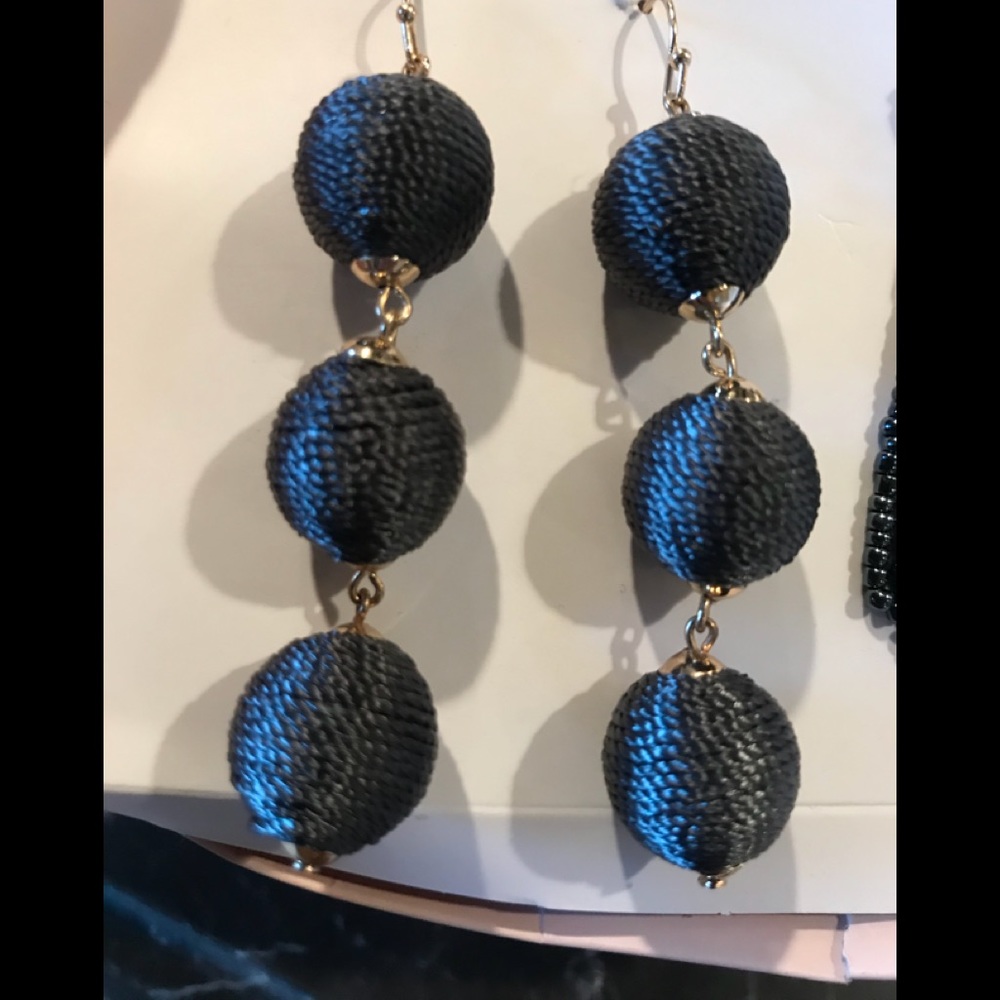 bauble bar graphite ball tassel earrings NEW $15
